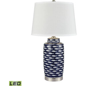 Azul Baru 27 inch 9.00 watt Blue with Brushed Steel Table Lamp Portable Light