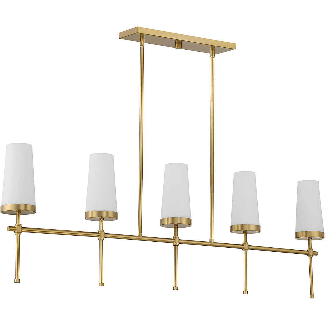 Haynes 5 Light 48 inch Warm Brass Linear Chandelier Ceiling Light, Essentials