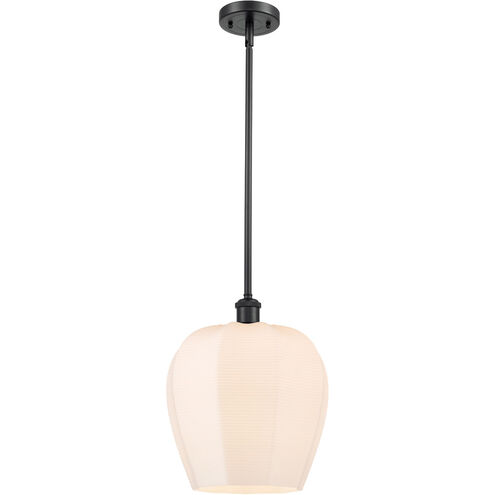 Ballston Norfolk 1 Light 12 inch Matte Black Mini Pendant Ceiling Light in Matte White Glass