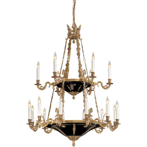 Jonathan 18 Light 34 inch Dore Gold with Black Accents Chandelier Ceiling Light