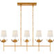 Julie Neill Illana 5 Light 50.5 inch Antique Gold Leaf Linear Chandelier Ceiling Light in Linen, Large