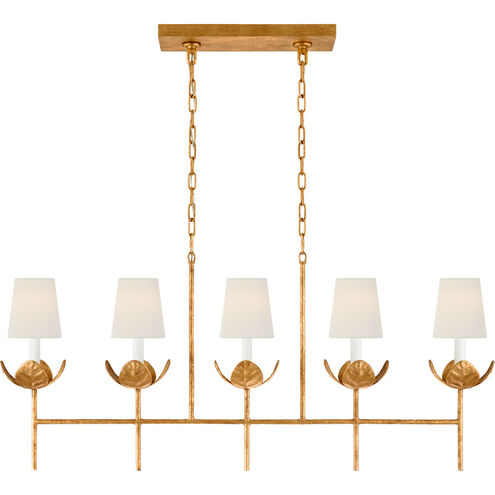 Julie Neill Illana 5 Light 50.5 inch Antique Gold Leaf Linear Chandelier Ceiling Light in Linen, Large