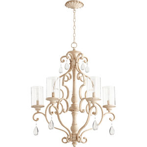 San Miguel 5 Light 28 inch Persian White Chandelier Ceiling Light, Clear Seeded