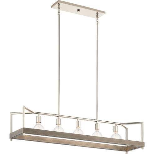 Tanis 5 Light 11 inch Distressed Antique Gray Chandelier Linear (Single) Ceiling Light