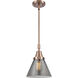 Franklin Restoration X-Large Cone 1 Light 12 inch Antique Copper Mini Pendant Ceiling Light in Plated Smoke Glass