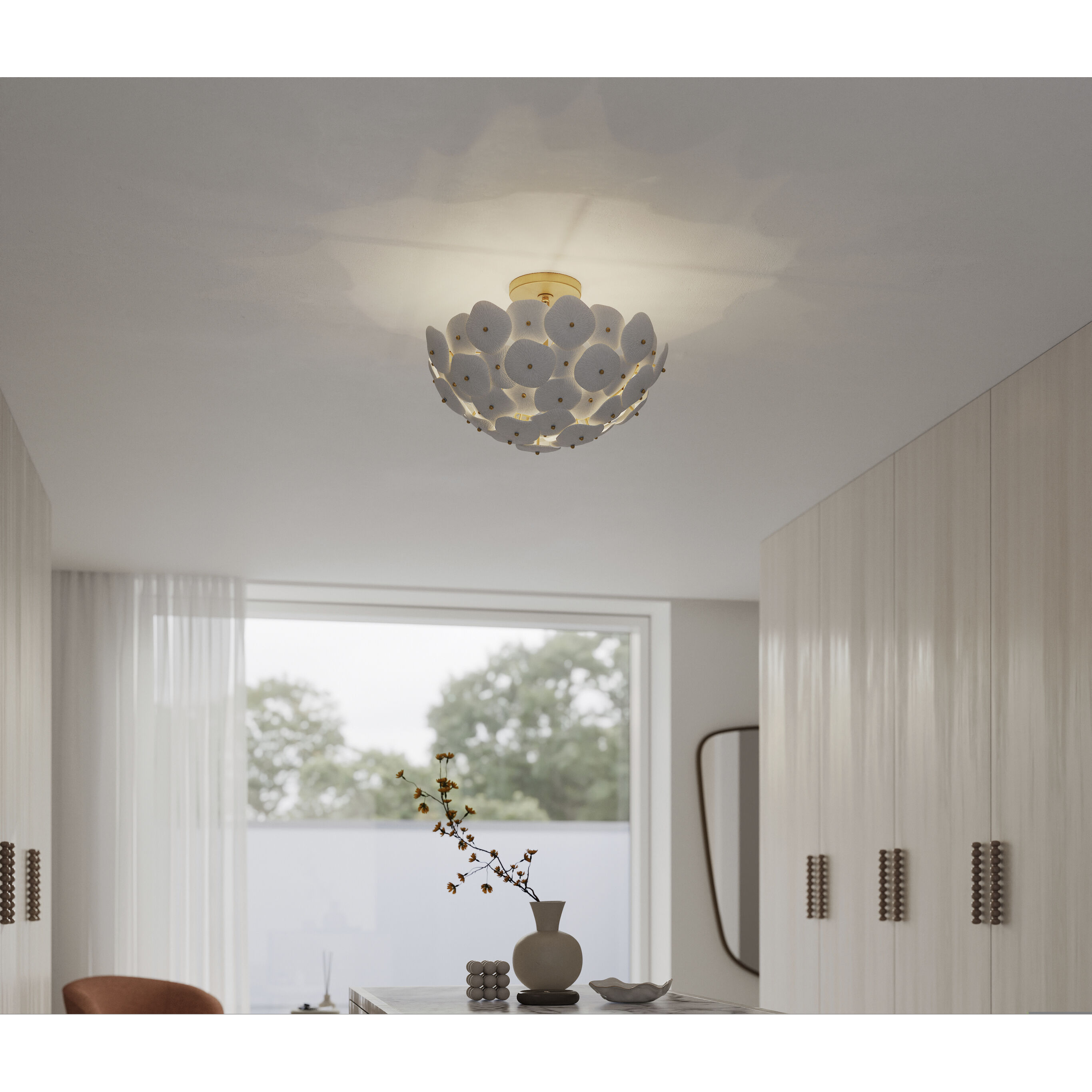 Coastlyn 3 Light 22 inch Legacy Brass Semi-Flush Mount Ceiling Light