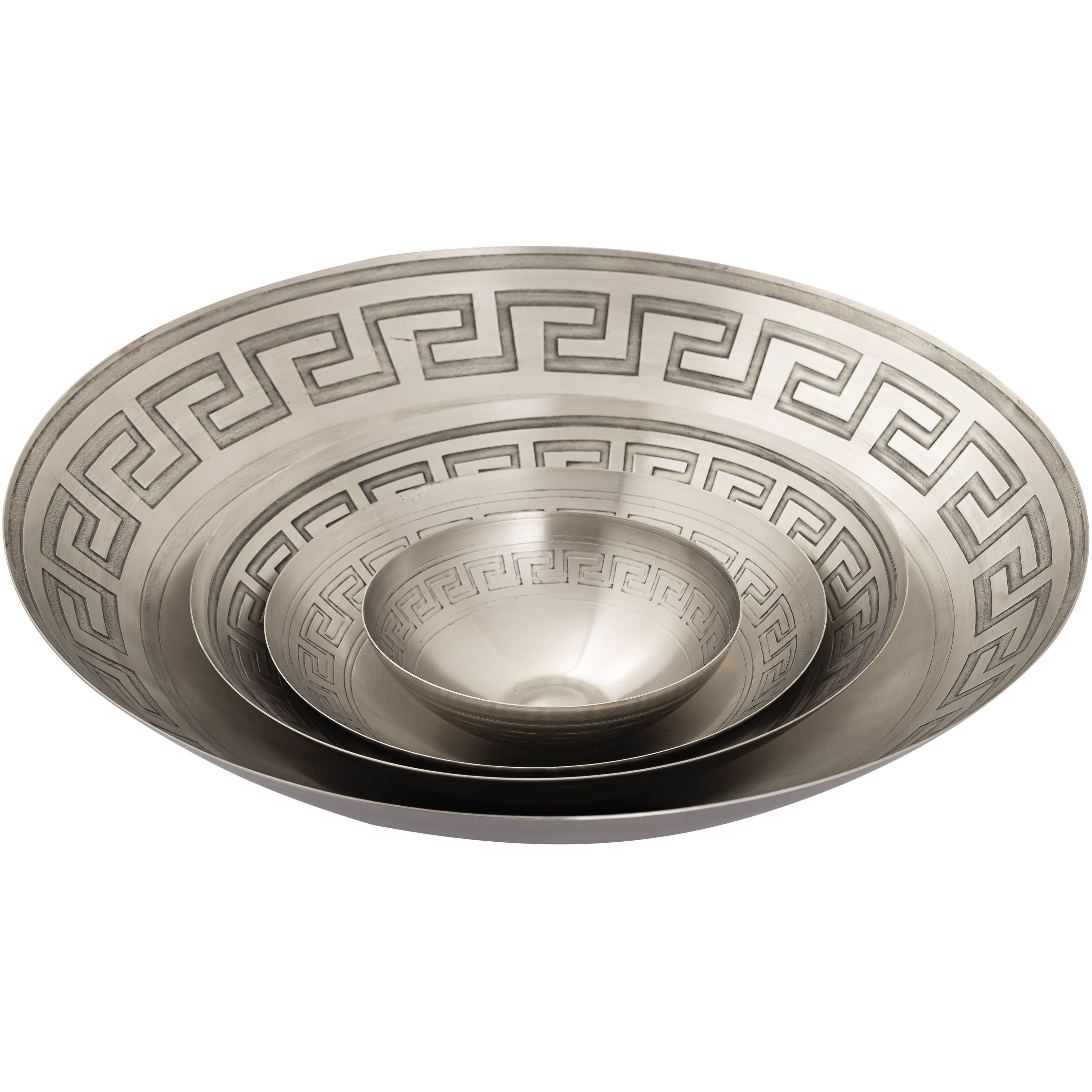 Greek Key 19 X 5 inch Centerpiece Bowl in Antique Nickel