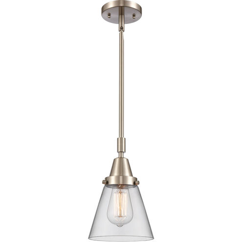 Franklin Restoration Small Cone LED 6 inch Brushed Satin Nickel Mini Pendant Ceiling Light in Clear Glass