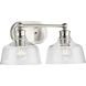 Singleton 2 Light 17 inch Brushed Nickel Bath Vanity Wall Light