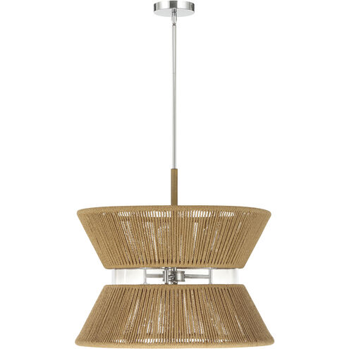 Serena 6 Light 24.13 inch Chrome/Walnut Pendant Ceiling Light in Chrome and Walnut