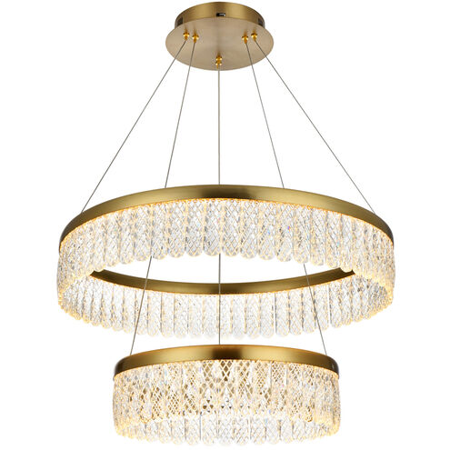 Rune 2 Light 24 inch Satin Gold Chandelier Ceiling Light