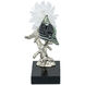 Sitting Bird on Branch Silver and Black Décor