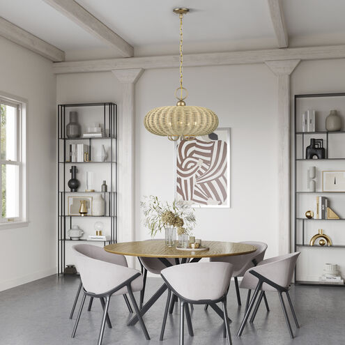 Summervine 5 Light 22 inch Antique Gold Leaf Pendant Chandelier Ceiling Light