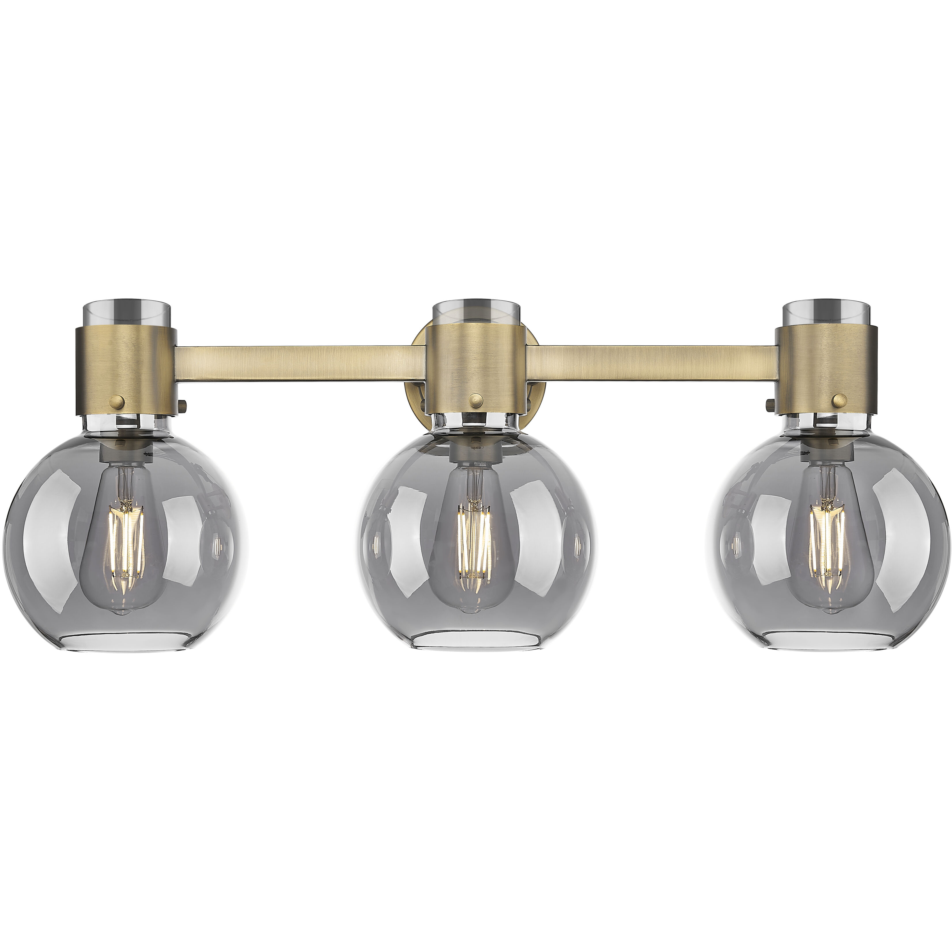 Lawton Sphere 3 Light 24 inch Brushed Brass Bath Vanity Light Wall Light in Light Smoke Glass