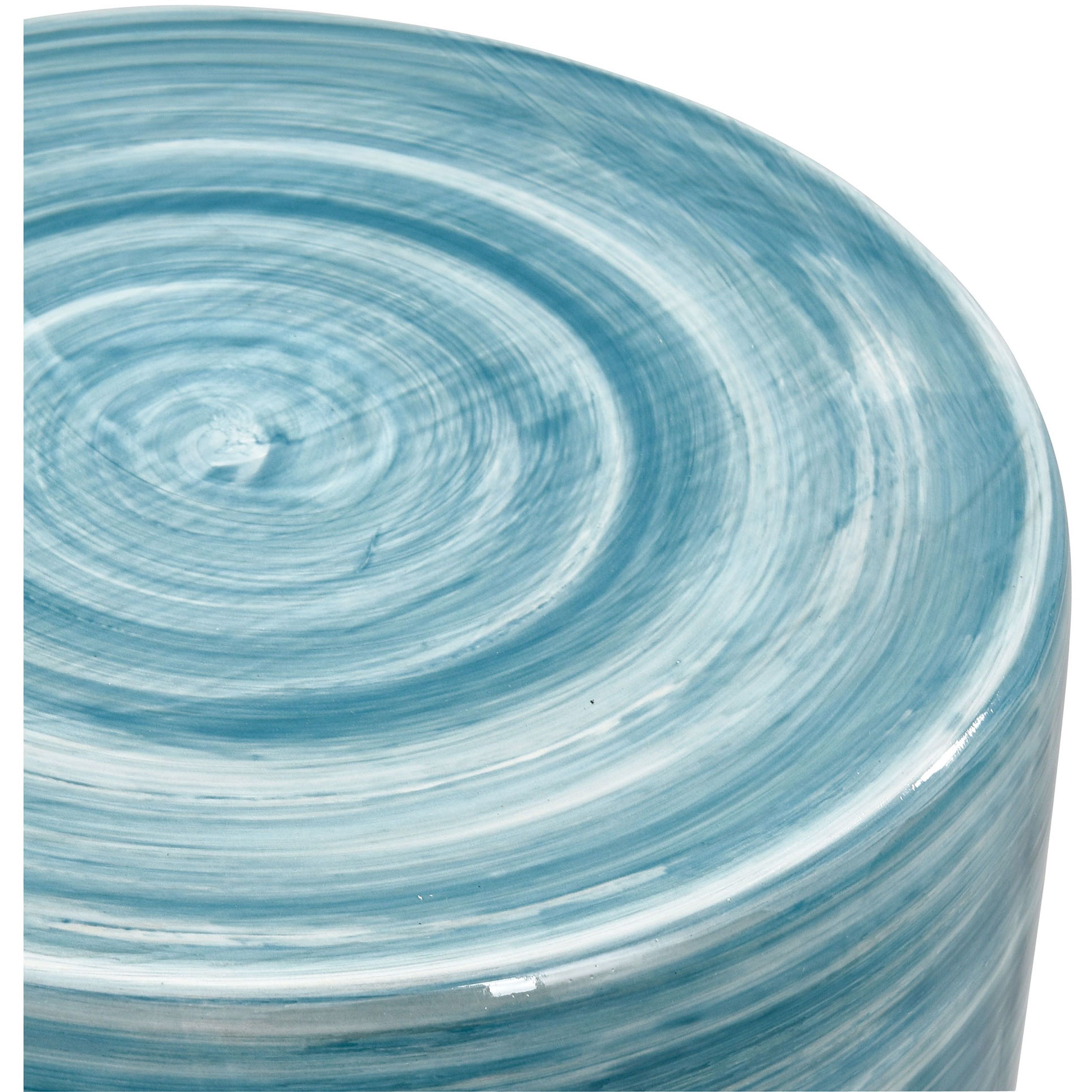 Roe Bay 18 inch Blue Glazed with White Glazed and Beige Accent Stool