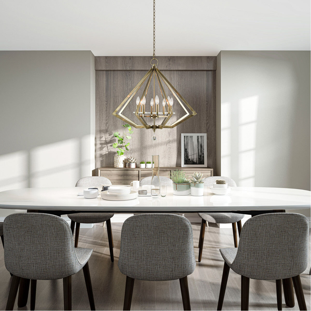 Diamond 8 Light 28 inch Antique Brass Chandelier Ceiling Light