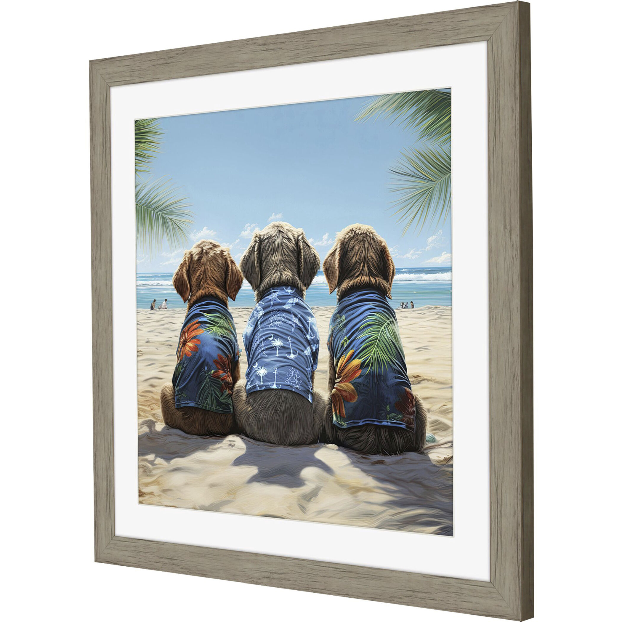 Nuthin Butt the Beach Blue and Multi and Green Framed Art, Propac