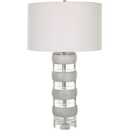Band Together 28 inch 150 watt Crystal And Bleached Wood with Brushed Nickel Table Lamp Portable Light
