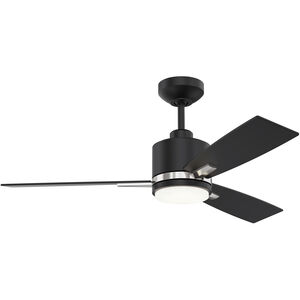 Nuvel 42 42 inch Black and Satin Nickel with Black Blades Indoor Ceiling Fan