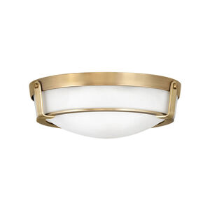 Hathaway LED 16 inch Heritage Brass Flush Mount Ceiling Light in Etched White