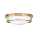 Hathaway LED 16 inch Heritage Brass Flush Mount Ceiling Light in Etched White