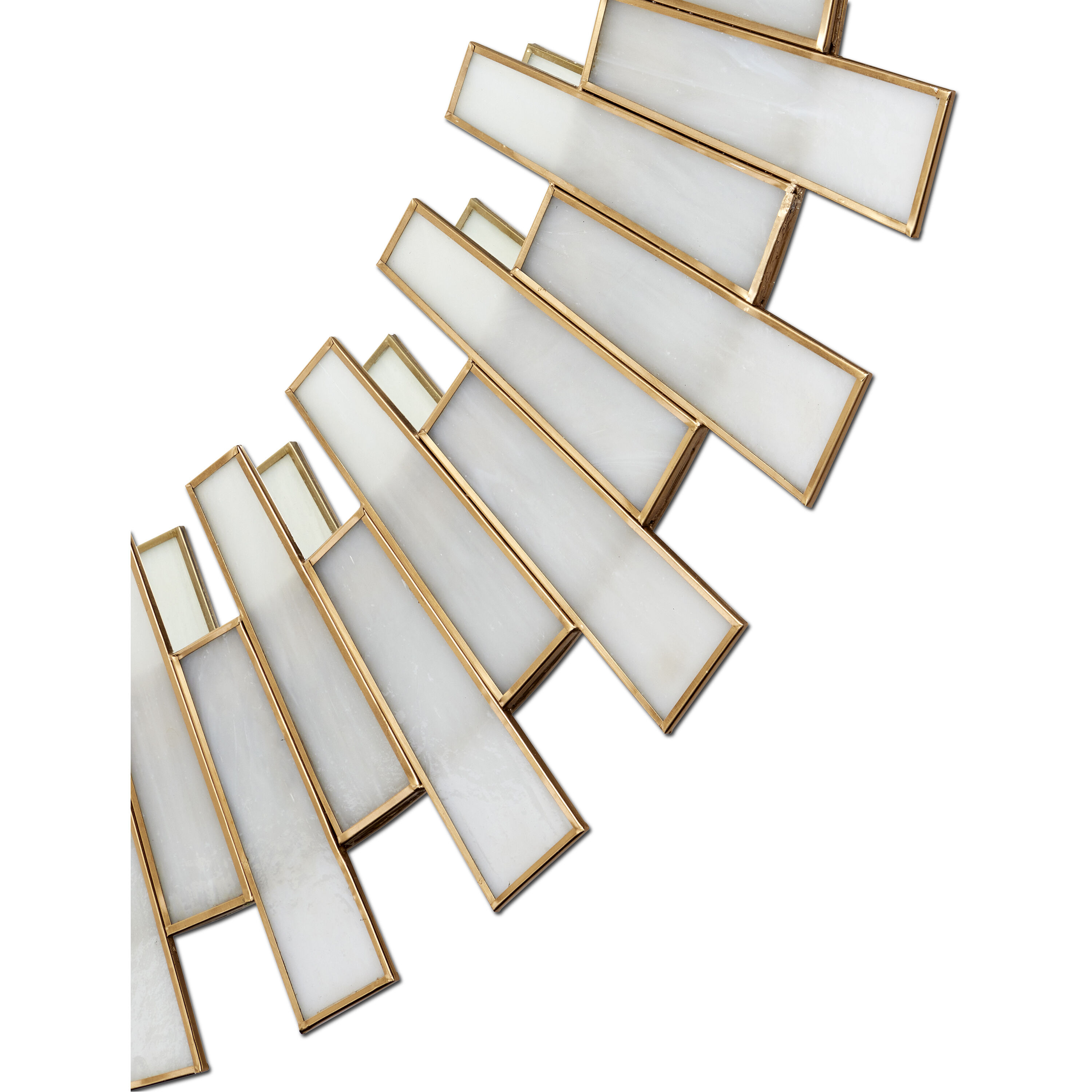 Glasdele 39.5 inch Antique Brass/White/Mirror Mirror