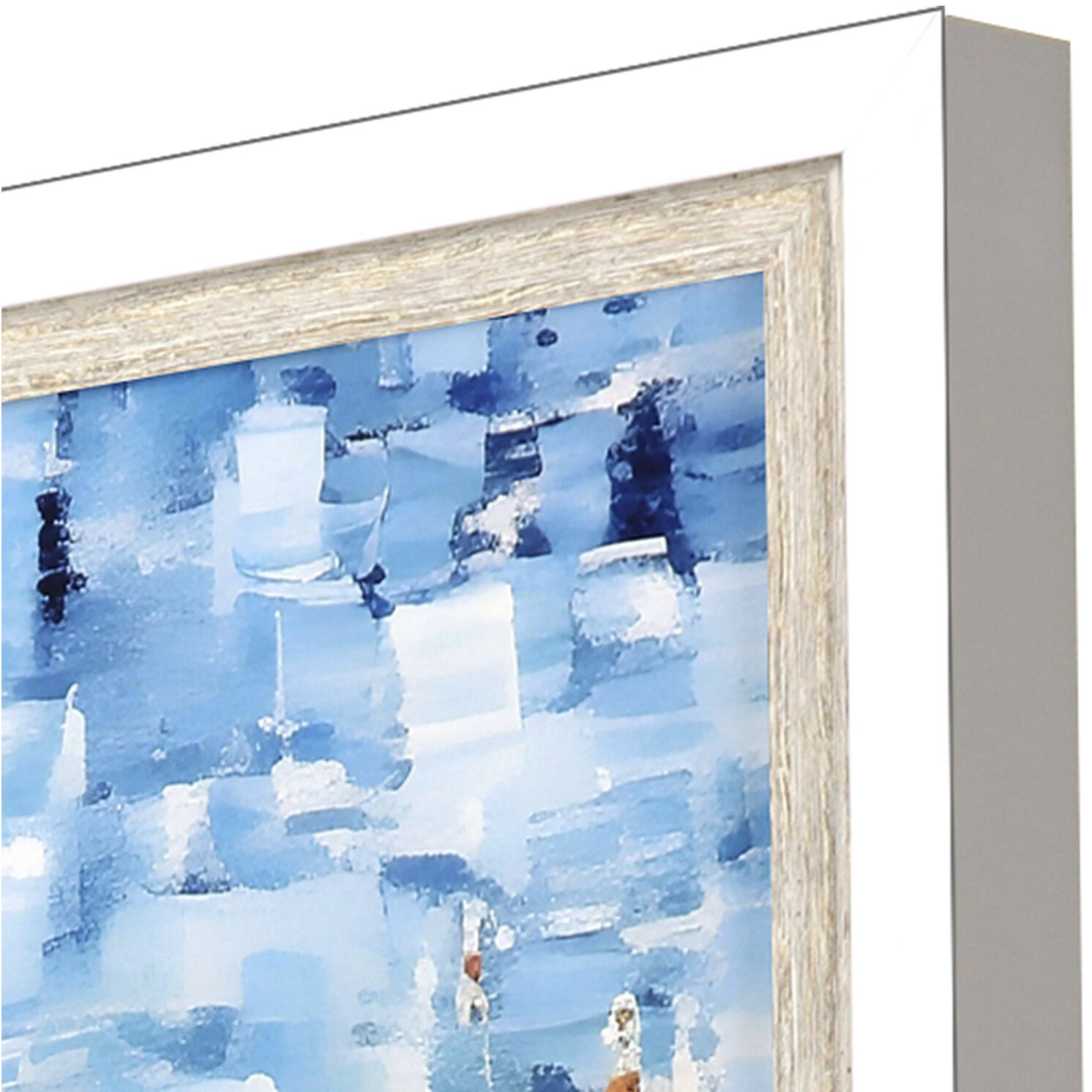 Aerial Beach Blue and Beige and Multi and Red Framed Art