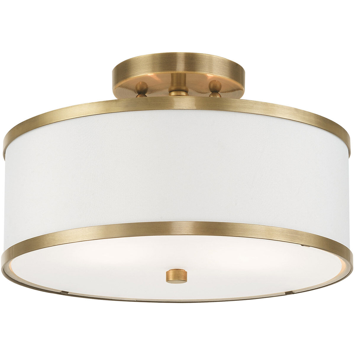 Park Ridge 2 Light 13 inch Antique Brass Semi-Flush Mount Ceiling Light