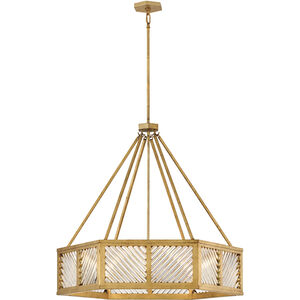Lisa McDennon Sura 6 Light 35 inch Distressed Brass Chandelier Ceiling Light, Drum