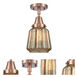 Franklin Restoration Chatham LED 6 inch Antique Copper Flush Mount Ceiling Light in Mercury Glass