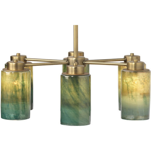 Vapor 6 Light 27 inch Antique Brass & Vapor Glass Chandelier Ceiling Light