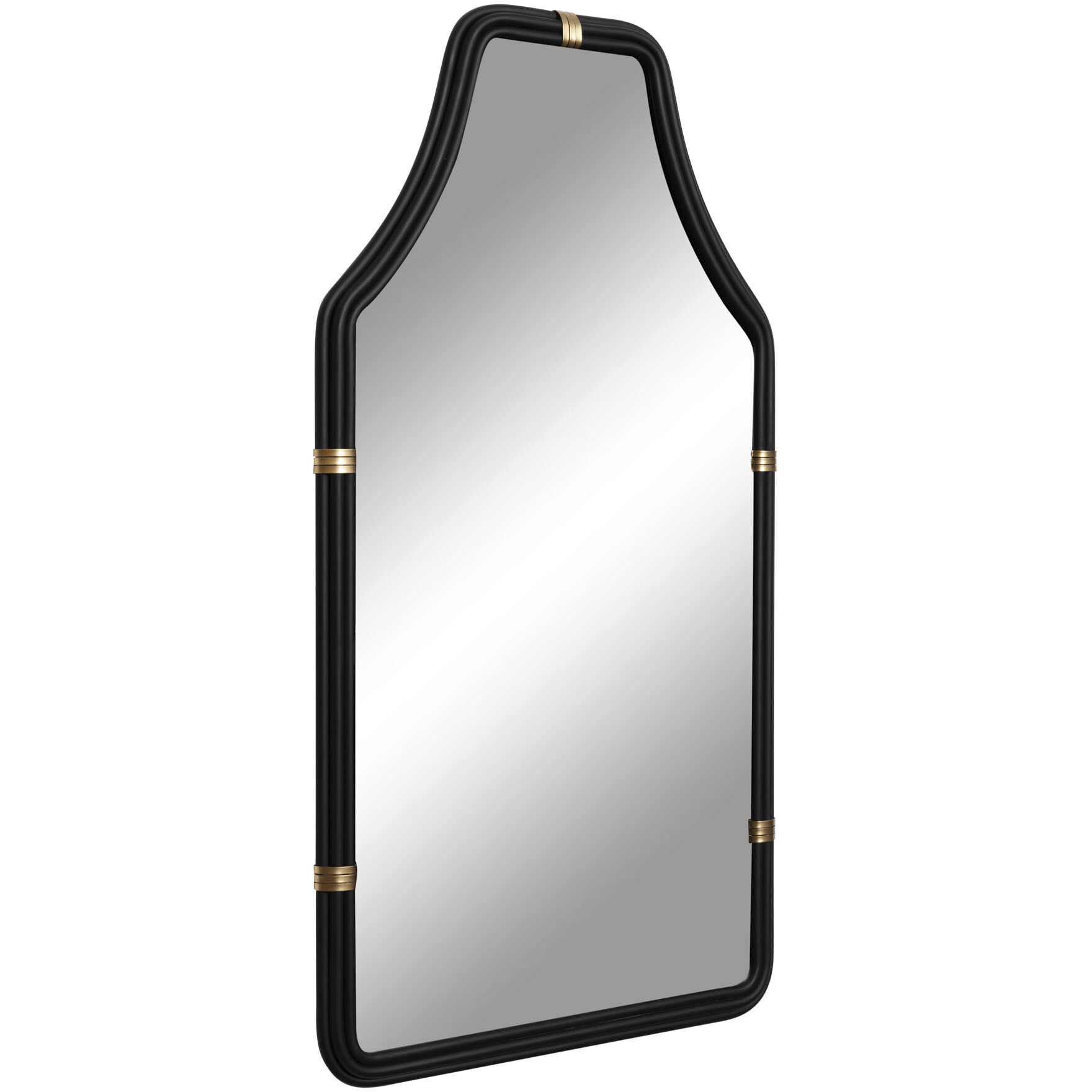 Federal Case 40 X 22 inch Matte Black and French Gold Wall Mirror