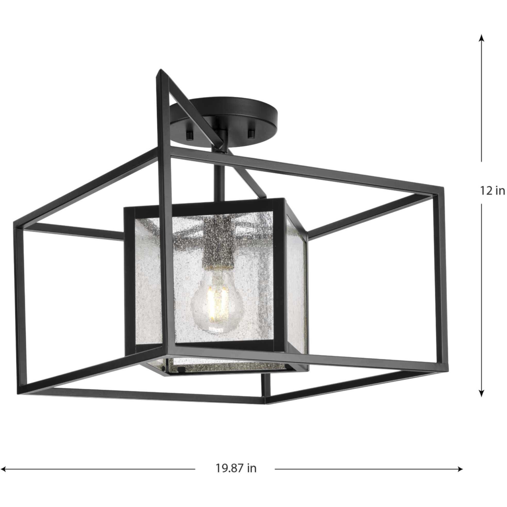 Navarre 1 Light 19.87 inch Matte Black Indoor/Outdoor Semi-Flush Mount Ceiling Light