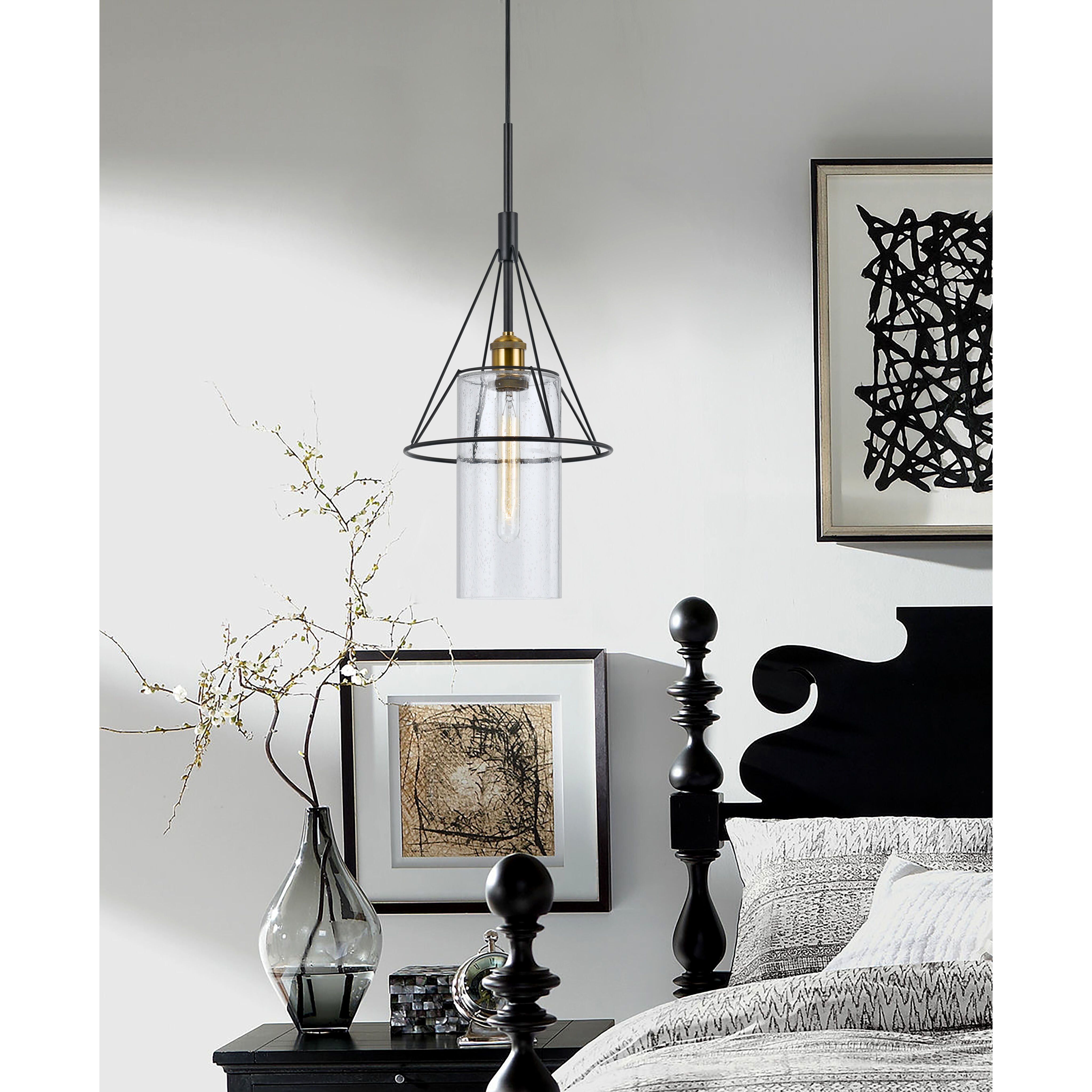 Rexburg 1 Light 10 inch Antique Brass and Black Mini Pendant Ceiling Light