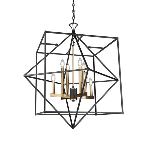 Roxton LED 32 inch Matte Black and Harvest Brass Chandelier Ceiling Light