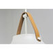 Nordic 1 Light 19 inch Tan Leather and White Single Pendant Ceiling Light