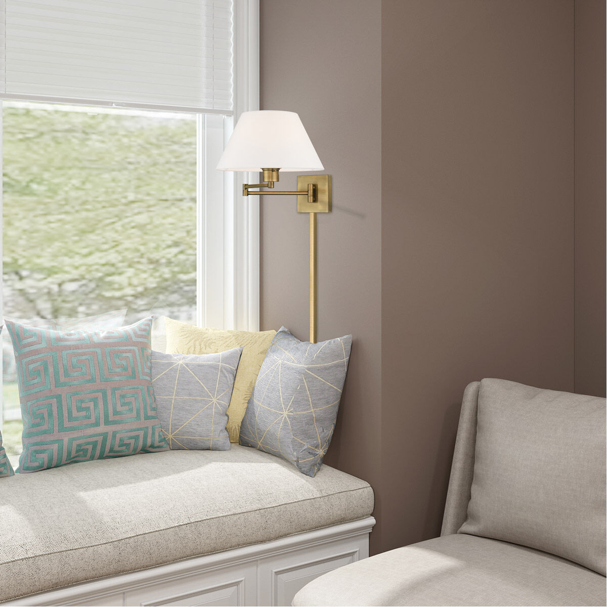 Allison 25 inch 100.00 watt Antique Brass Swing Arm Wall Lamp Wall Light 