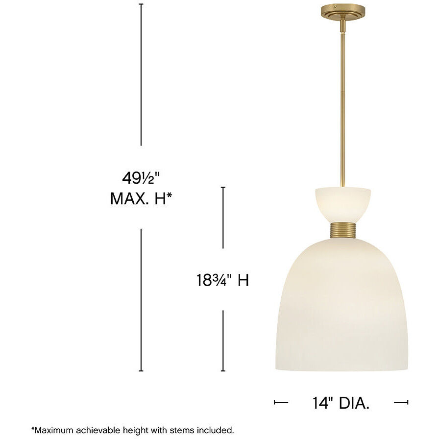 Lisa McDennon Tallulah 3 Light 14 inch Lacquered Brass Pendant Ceiling Light