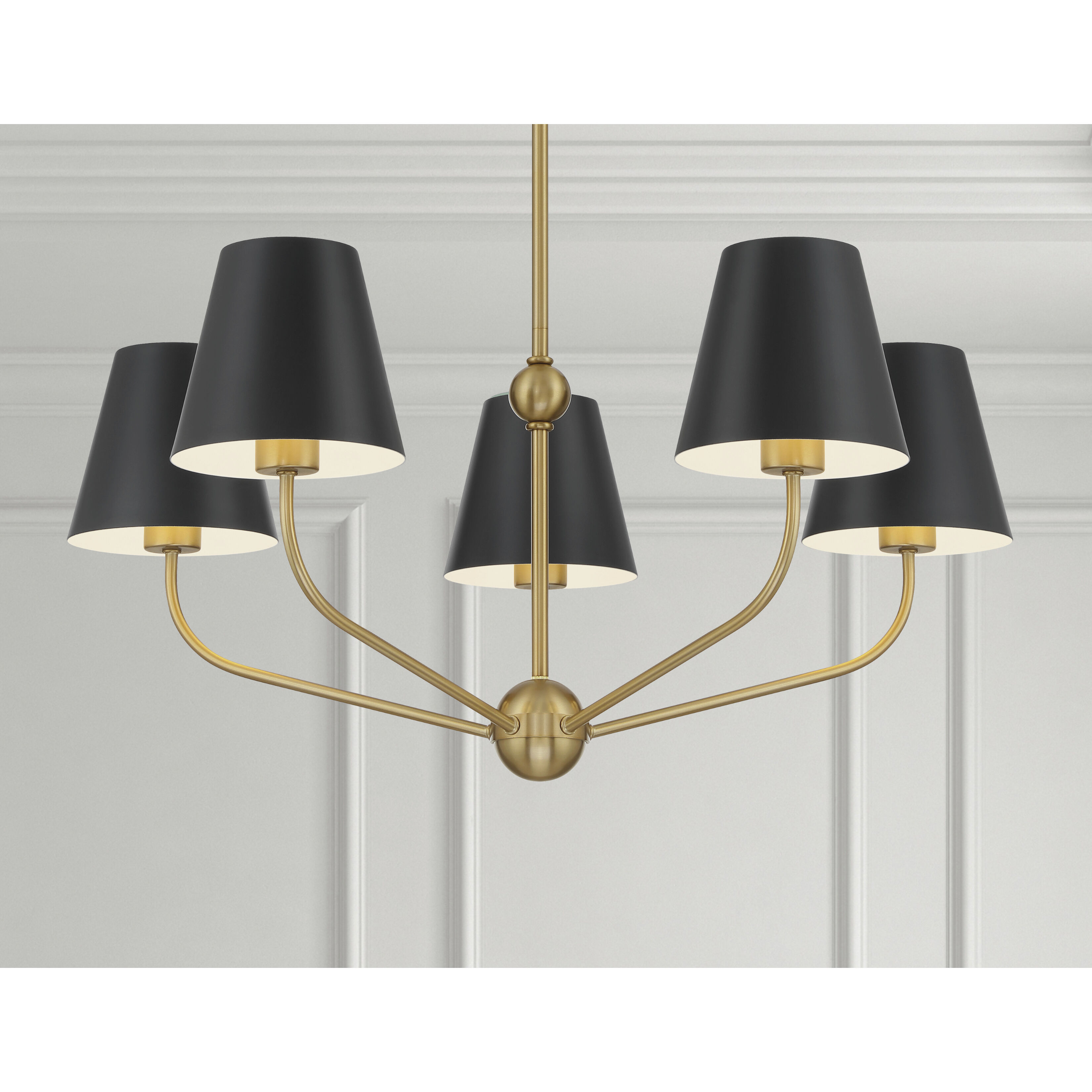 Xavier 5 Light 28 inch Vibrant Gold Chandelier Ceiling Light in Vibrant Gold and Matte Black