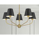 Xavier 5 Light 28 inch Vibrant Gold and Matte Black Chandelier Ceiling Light