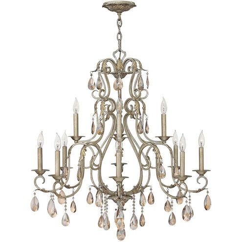 Carlton LED 35 inch Silver Leaf Indoor Chandelier Ceiling Light