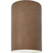 Ambiance Cylinder LED 13 inch Terra Cotta Outdoor Wall Sconce in 1000 Lm LED, Large