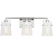 Drew & Jonathan Crofton 3 Light 24 inch Chrome Vanity Light Wall Light in Clear Crackle Glass