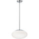 Gaze 1 Light 14 inch Chrome Pendant Ceiling Light in White Frosted Glass, Oval