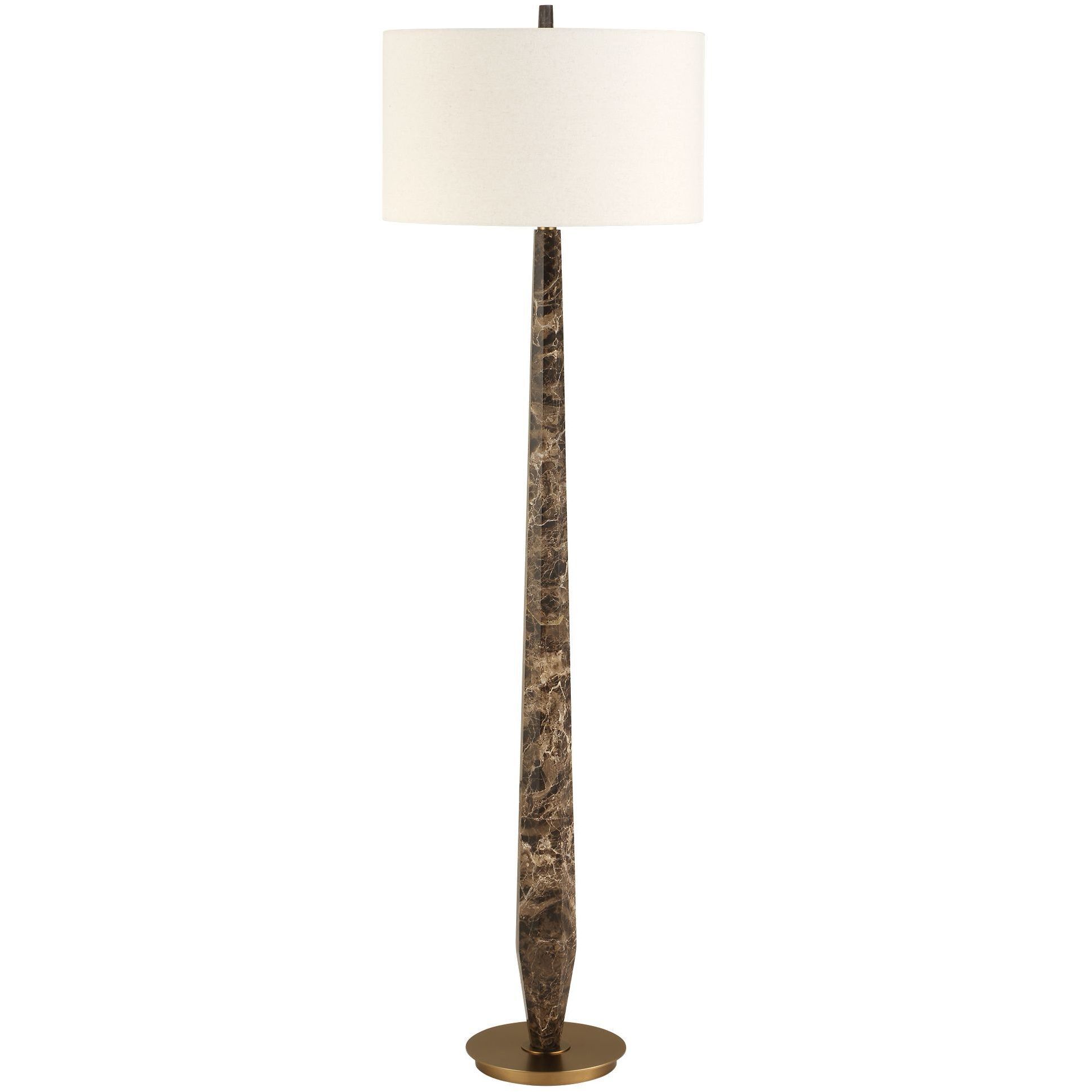 Tyree 66 inch 150.00 watt Brown Marble and Brass Floor Lamp Portable Light