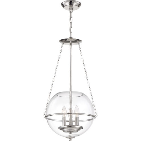 Odyssey 3 Light 15 inch Polished Nickel and Clear Pendant Ceiling Light