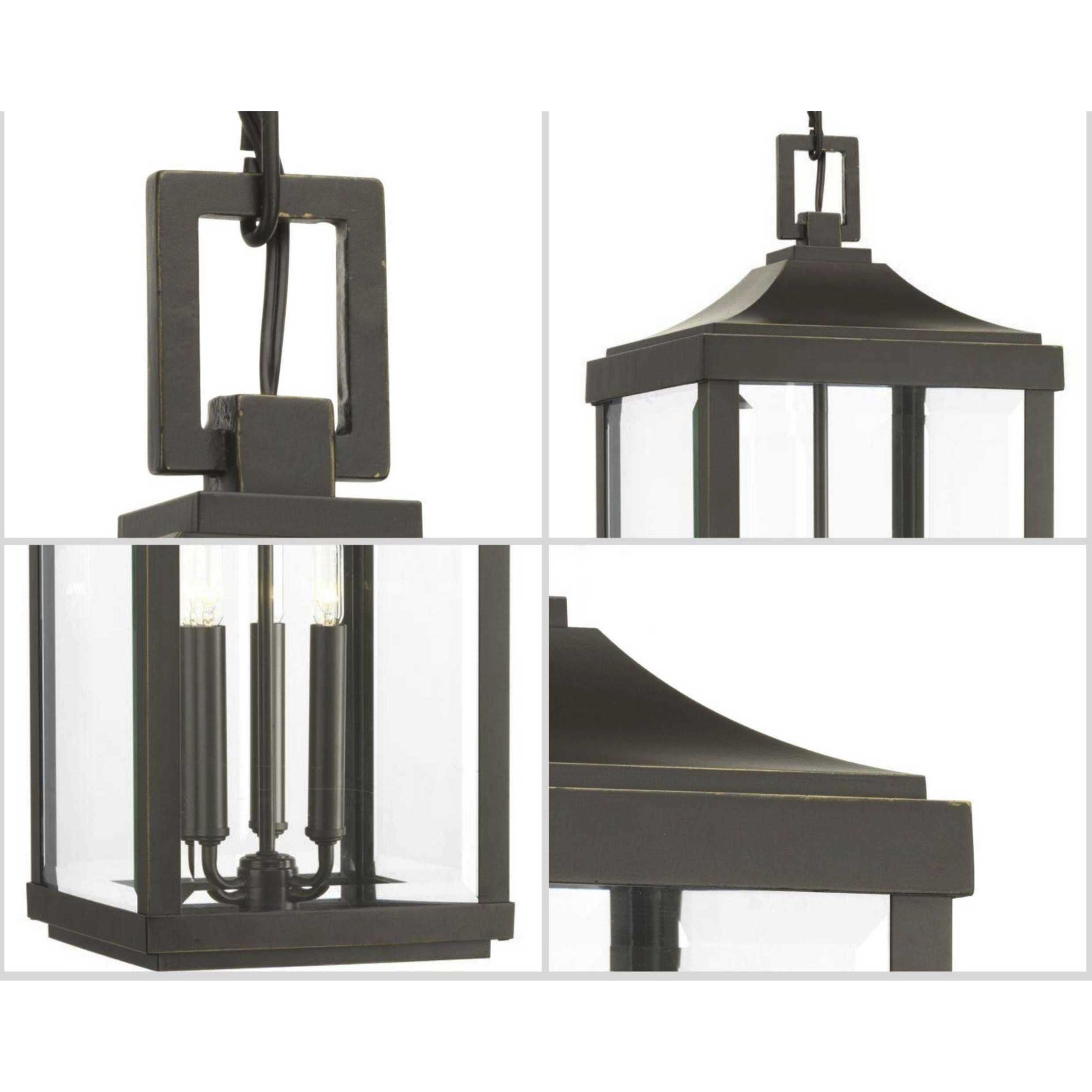 Caelum 3 Light 9.5 inch Antique Bronze Outdoor Hanging Lantern, Design Series