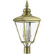 Adams 3 Light 26.75 inch Antique Brass with Brushed Nickel Finish Cluster Outdoor Large Post Top Lantern