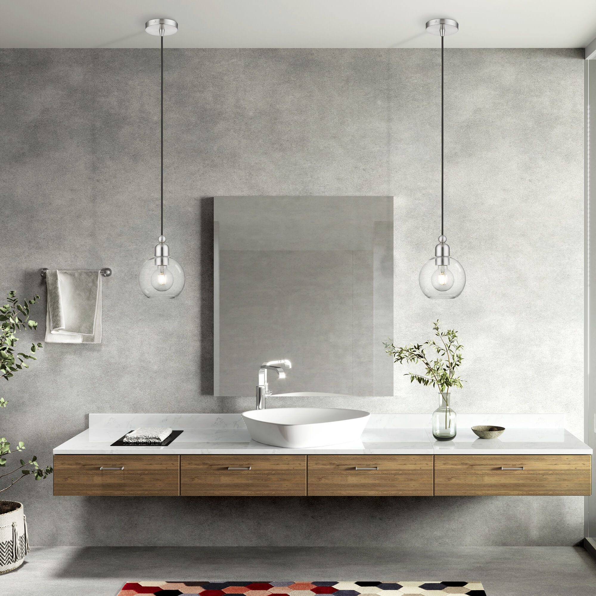 Downtown 1 Light 7 inch Brushed Nickel Mini Pendant Ceiling Light, Sphere