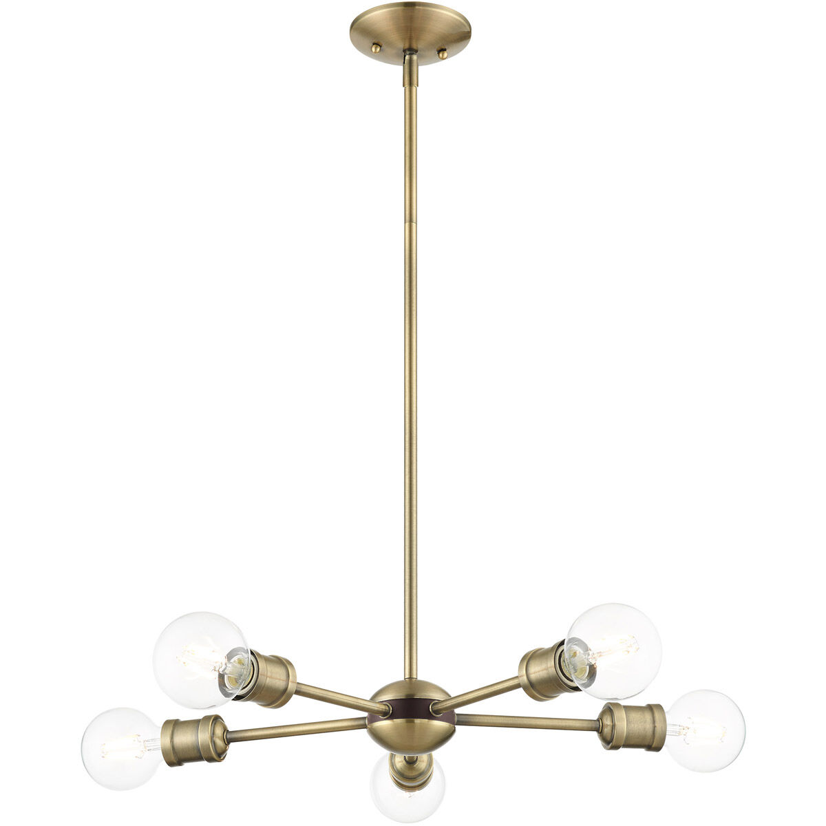 Lansdale 5 Light 19 inch Antique Brass with Bronze Accents Chandelier Ceiling Light